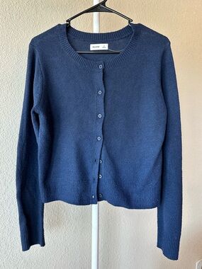 Hollister navy blue crew neck cardigan size small